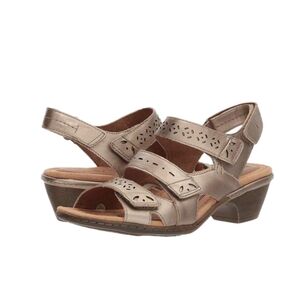 ROCKPORT Cobb Hill Full-Grain Leather Adjustable Lightweight Wedge Heel Sandal